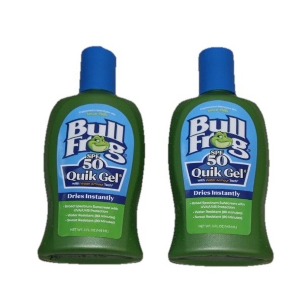 (2) Bullfrog Quik Gel Sunscreen SPF 50 | Oxybenzone & Octinoxate Free | Broad